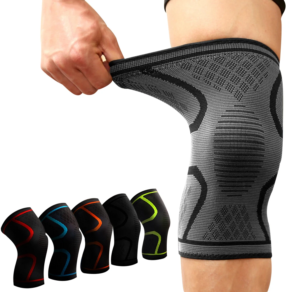 

Fitness Running Cycling Knee Support Braces Elastic Nylon Sport Compression Knee Pad Sleeve for Basketball Volleyball, As picture