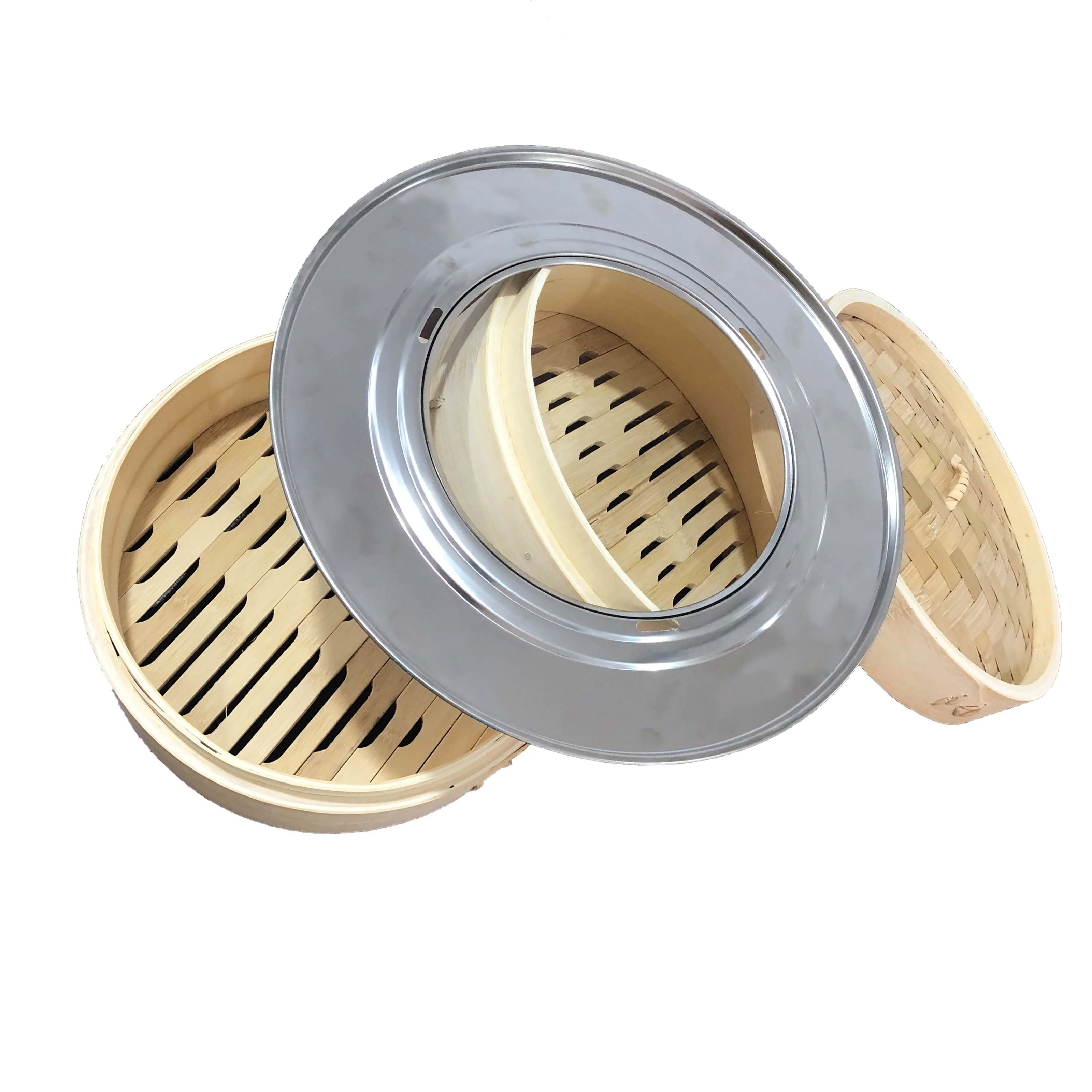 
Hot selling 10 inch Bamboo Steamer with Steam Ring Dumpling Steamer Basket with Ring Adapter 