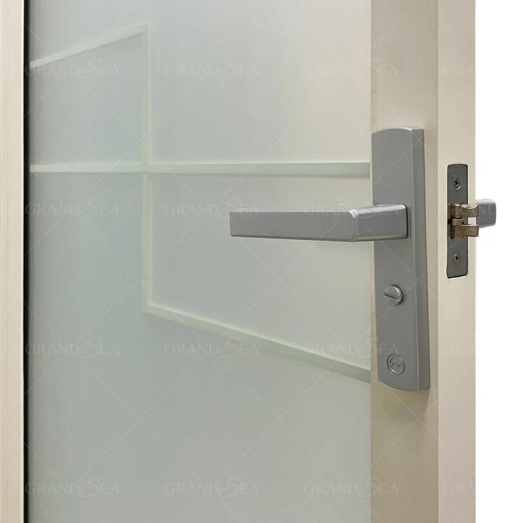 安く豪華な防水単一の開き窓のドアは曇らされたガラス アルミニウム浴室の洗面所の振動ドアを和らげた