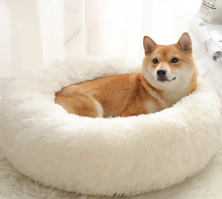 

Quick Shipment 20 Colors Long Plush Donut Comfy & Self-Warming Bed for Cat & Dog, Anti Anxiety, Furry, Fluffy