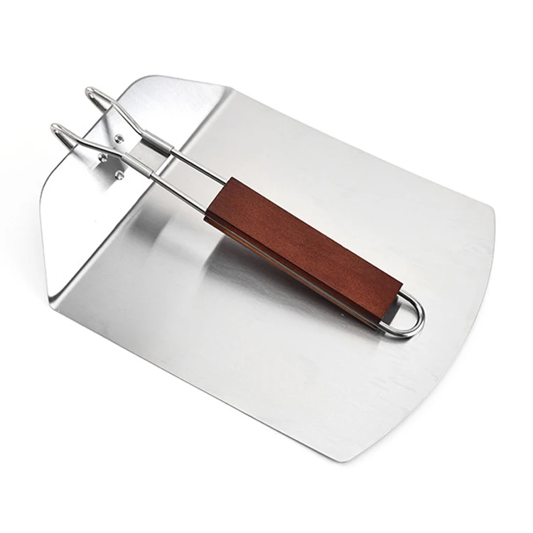 

Best Selling Products Wholesale Eco-friendly Kitchen Accessories Foldable Wooden Handle Pizza Peel Pizza Shovel Stainless Steel, Silver