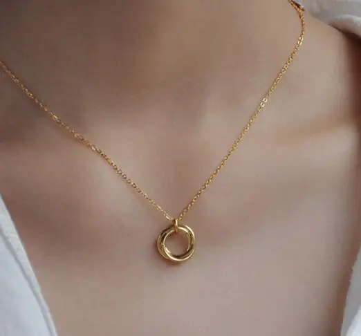 

Newest Valentine's Day Jewelry Lucky Pendant Necklace 18k Gold Plated Stainless steel Necklace Gift, Gold silver