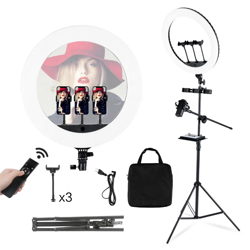 

18 inch Tiktok Photographic Selfie Led Ring Light With Tripod Stand For Live Stream Makeup Youtube Video, Black