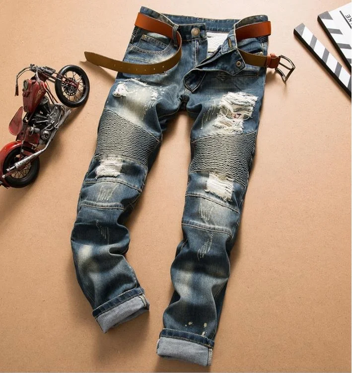 

Man Jeans Outdoor jeans Ripped Jeans Vintage Hole Motorcycle pants