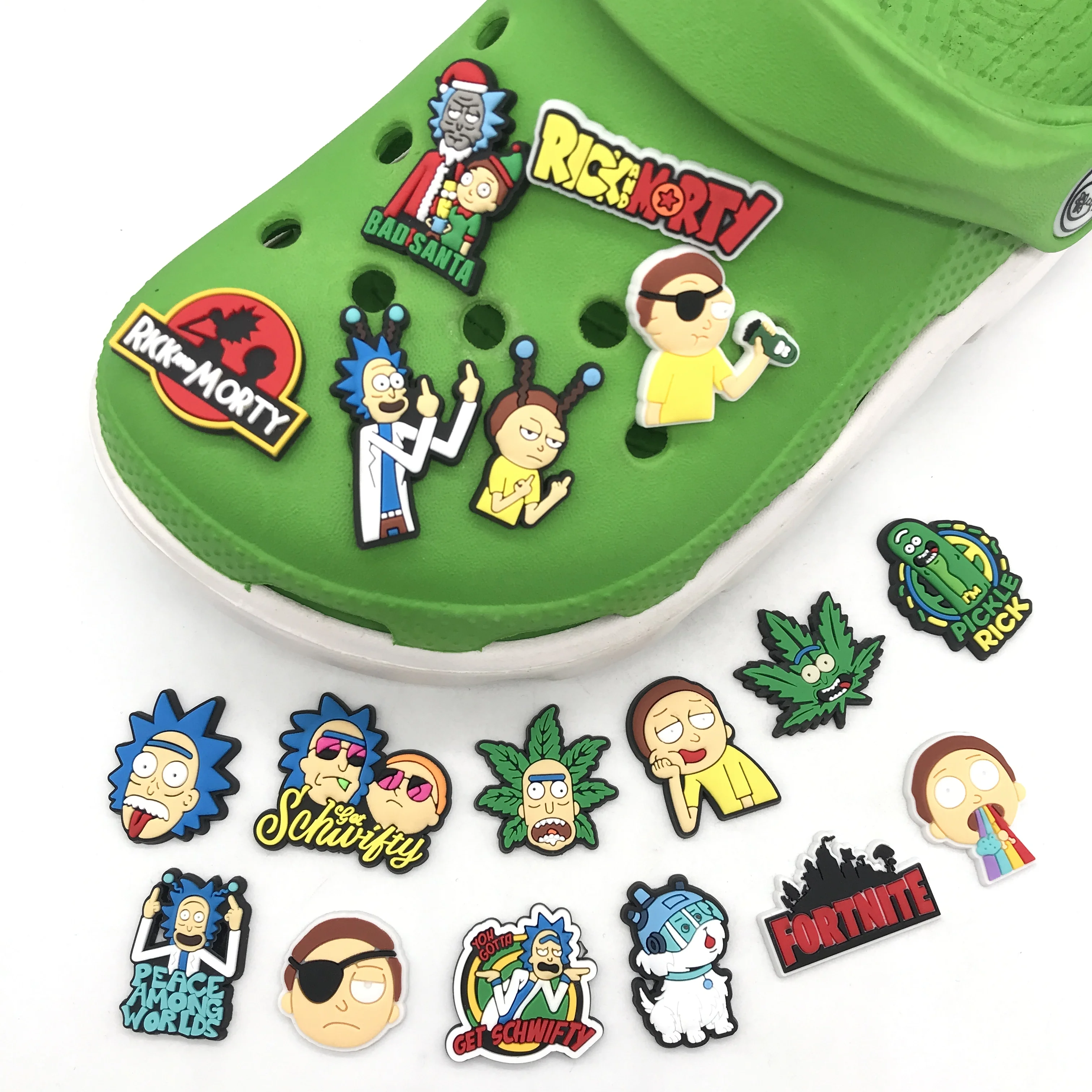 

rick morty PVC Character Rick Shoe Charms Clog Shoes Sandal Accessories Ornaments Party Gift, Picture