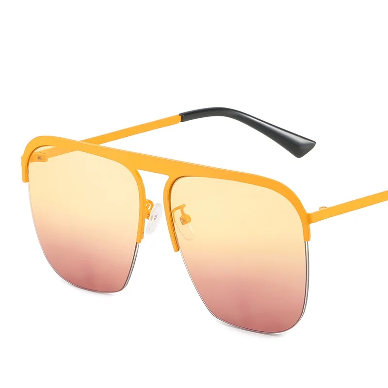 

High Quality Sun Glasses Alloy Half Frame Eyewear Shades Square Polarized Lenses Gradient Solid Gafas De Sol WoSunglasses Trend, Multi