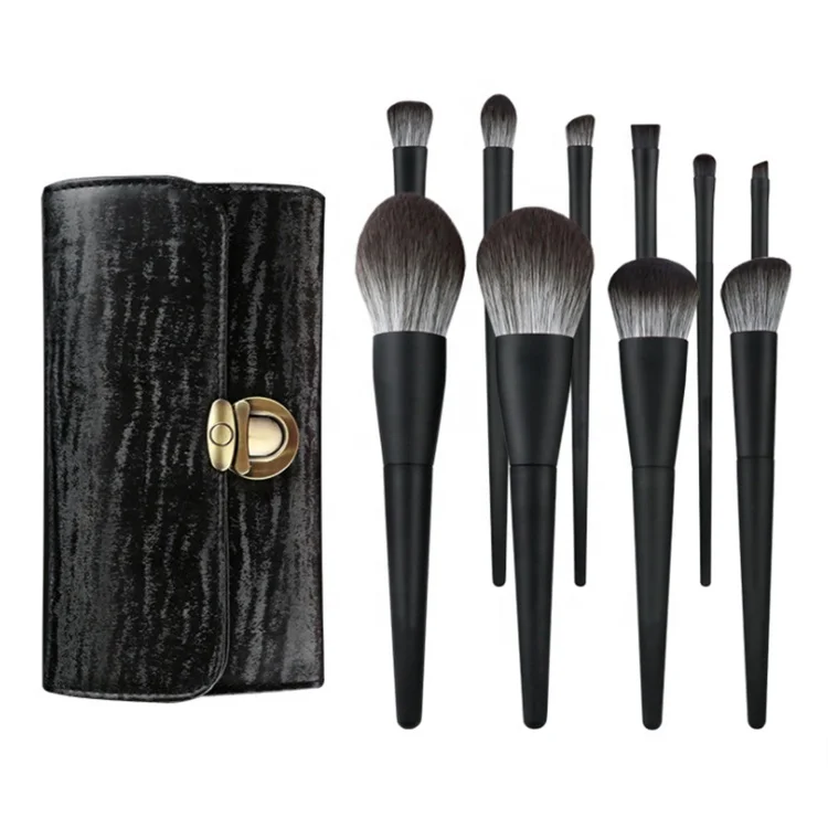 

FYD Black Wooden Handle Soft Synthetic Private Label Nylon Hair Luxury Makeup Brush Set For Ladies Make Up Tool