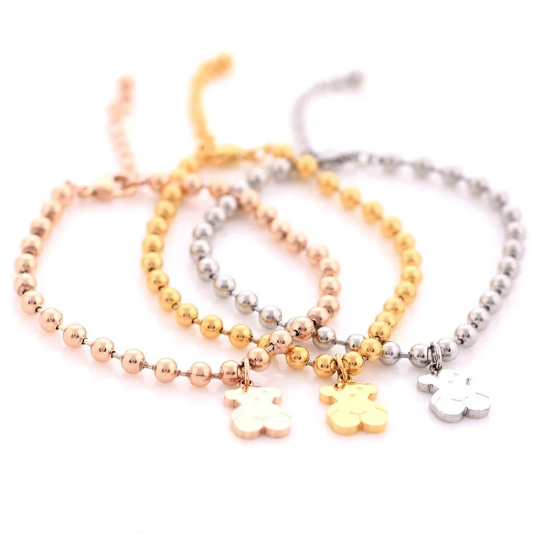 

Fashion Couple Friendship Gold Toust Bear Stainless Steel Bracelet, Picture