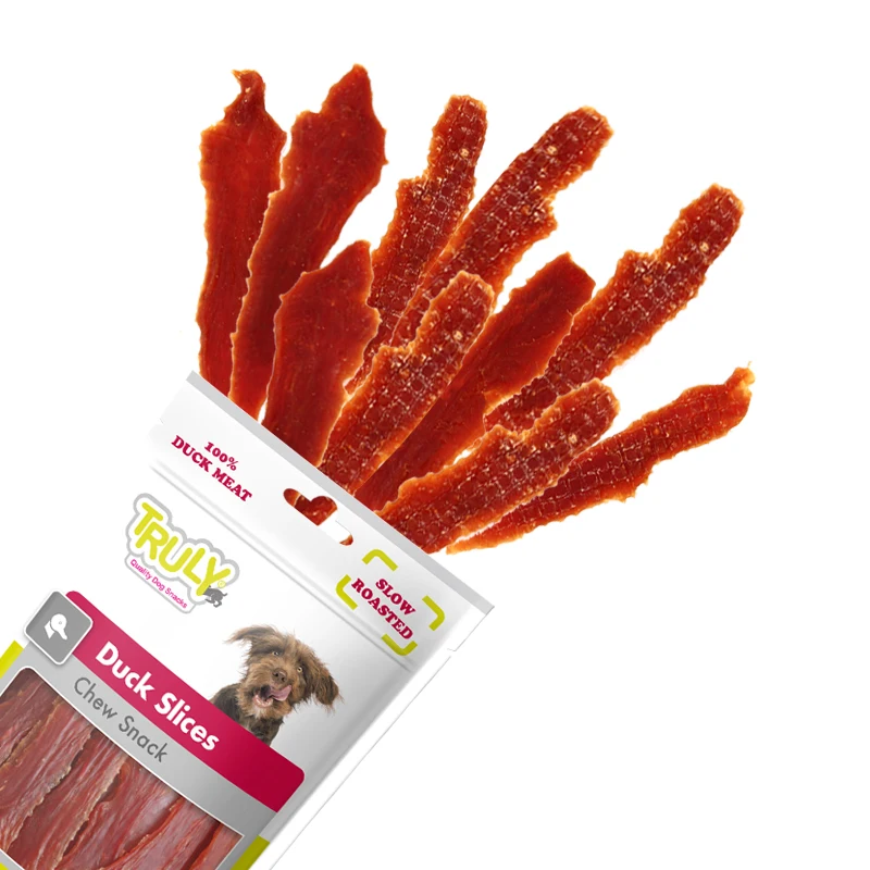 

Truly dry duck jerky dog treats OEM factory direct sale customization available 90g, Red