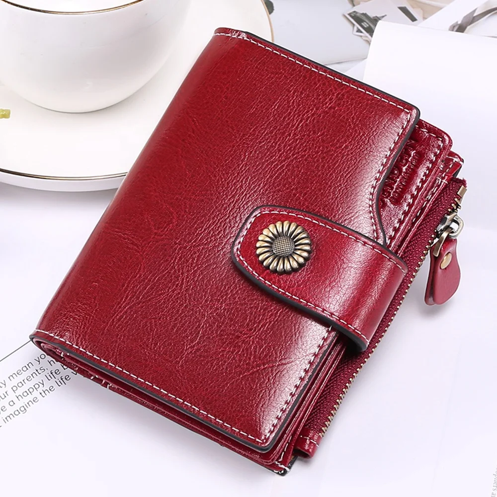 

hot selling women's wallet RFID new split leather wallets short cute multi-function small coin purse