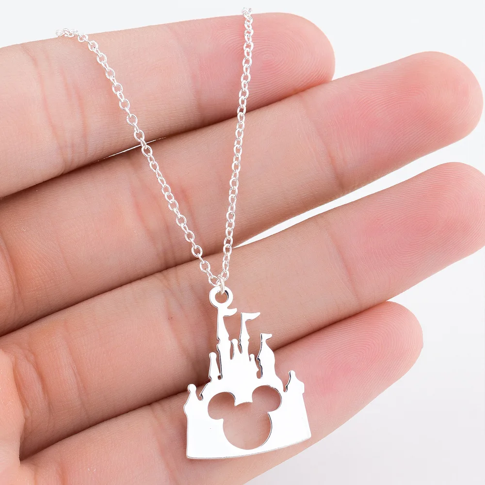 

Stainless Steel Initial Disneys Mouse Castle Pendant Necklace kids Gift gold silver and rose gold, Gold and silver and rose gold