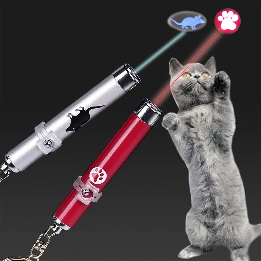 

Funny Pet LED Laser Toy Cat Laser Pointer Pen Interactive Toy With Bright Animation Mouse Shadow Small Animal Toys, Blue,orange,pink,silver,red