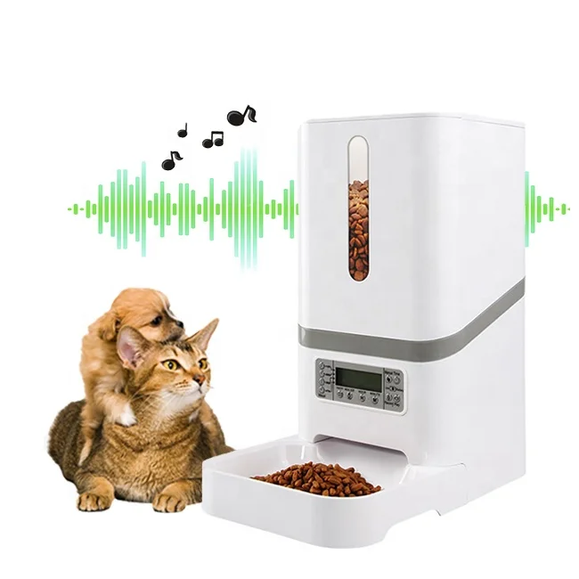 

Auto Pet Dry Food Dispenser 10s Voice Recorder 6L Smart Automatic Pet Feeder Cat With Portion Control 4 Meals Per Day, White, blue, green, brown, grey