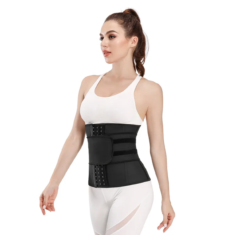 

ChaoRong Hot Sale Three Belt Hook Neoprene Waist Trainer Workout Trimmer Bodyshaper 3 Belt 3 Strap For Women, Black