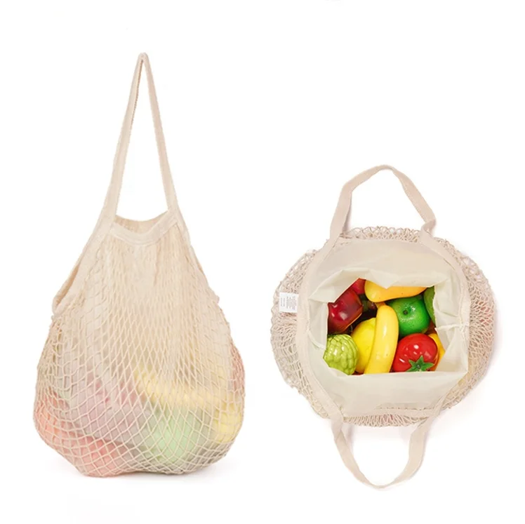 

Reusable Organic Cotton Mesh Market Net Fruits Grocery Bags Tote Shopping Mesh Bag, Multicolor