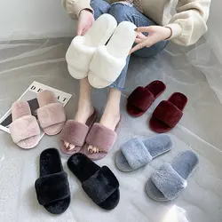 Slippers Women 2020 Winter Shoes Fur Home Slippers