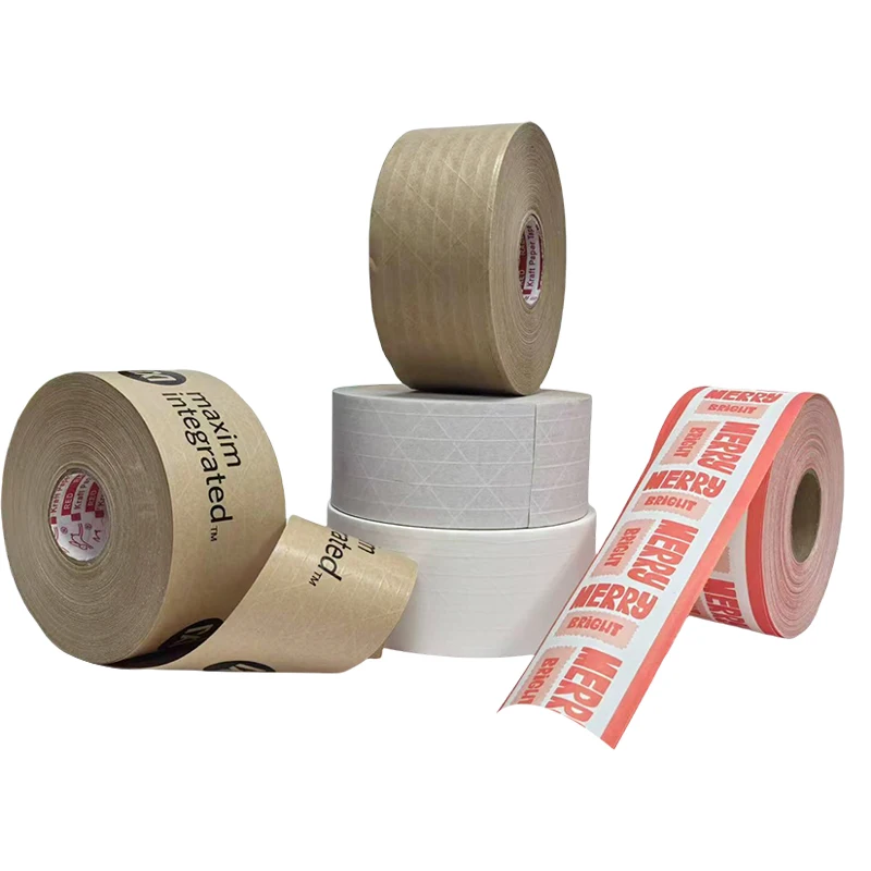 Custom Print Reinforced Water Activated Kraft Gummed Paper Packing Tape