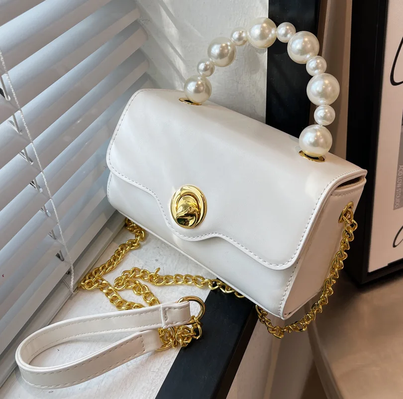 

Latest Ladies Women Hand Bags High Quality Satchel Bag Pearl Handle Handbags