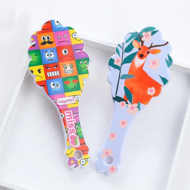 

New Design Flower Shape Flamingo Printed Hair Brush Detangle Massage Hair Brush for Girls, As pictures