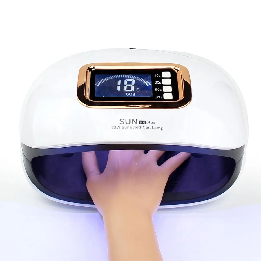 

72W Wired LED UV Nail Lamp Gel Polish Dryer for Women, with Automatic Sensor 4 Timer Setting Gel Polish Curing Manicure Machine, White