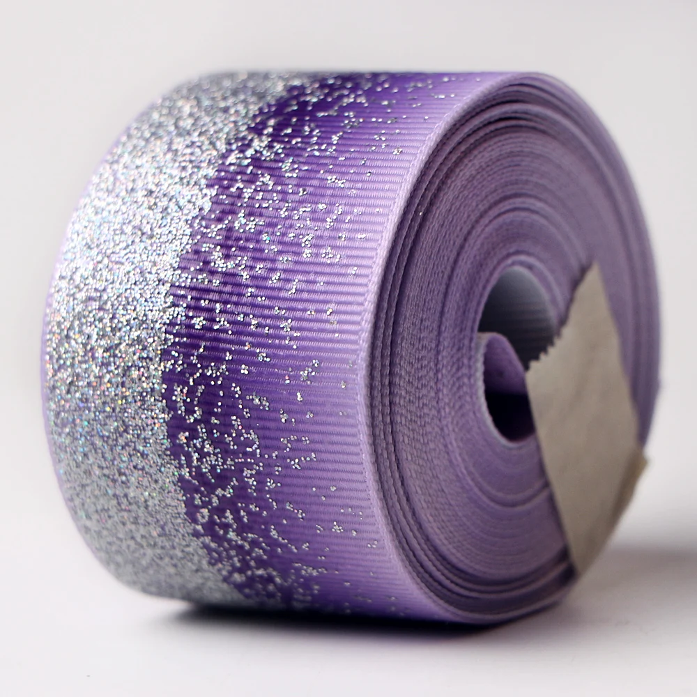 38mm puff sliver gradient glitter grosgrain ribbon