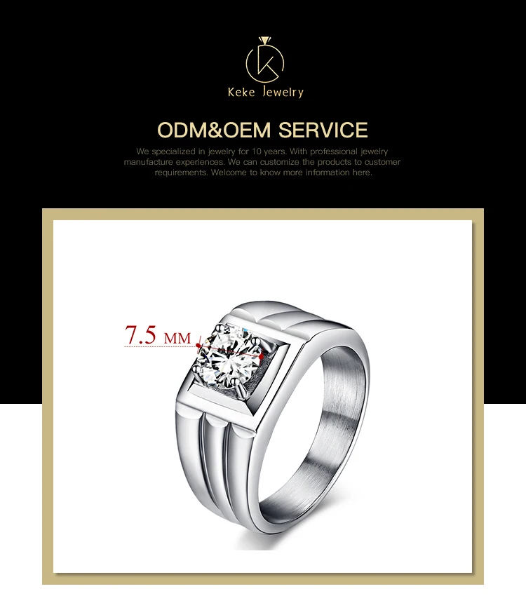 European and American style men's domineering stainless steel ring with a diamond RC-010