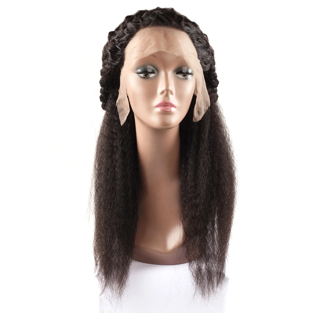 

Top cuticle alignment virgin wig Luxury shy hair Yaki straight lace wig 100% raw Indian hair wig, Natural color