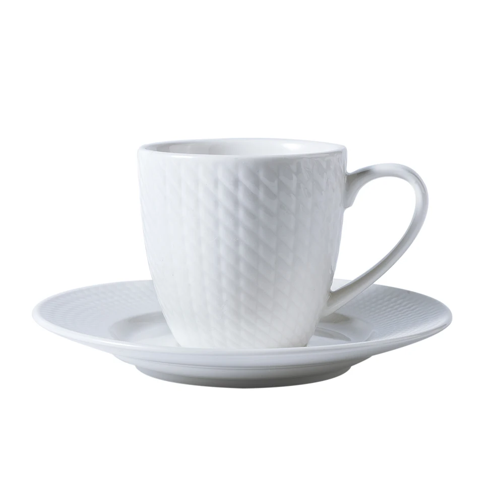

Competitive Price High quality Yayu gorgeous china liquid holder round white porcelain coffee cup ceramic tea cup saucer set, White color