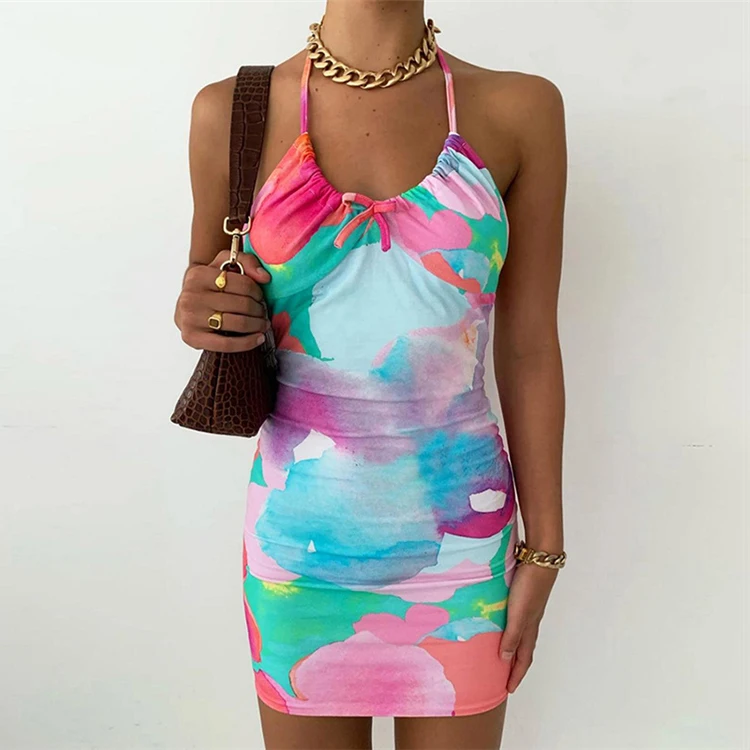 

2021 trending products backless halter neck dress summer dress women clothing woman clothes 2021 trending