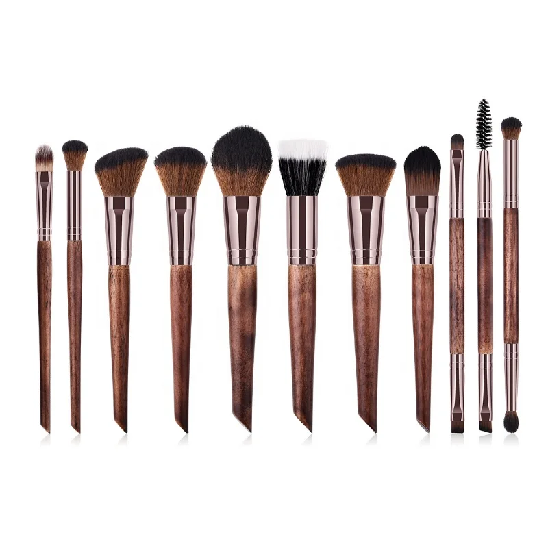 

11pcs makeup brush set Powder eyelash brush brown high-end makeup set, Customized color accepted