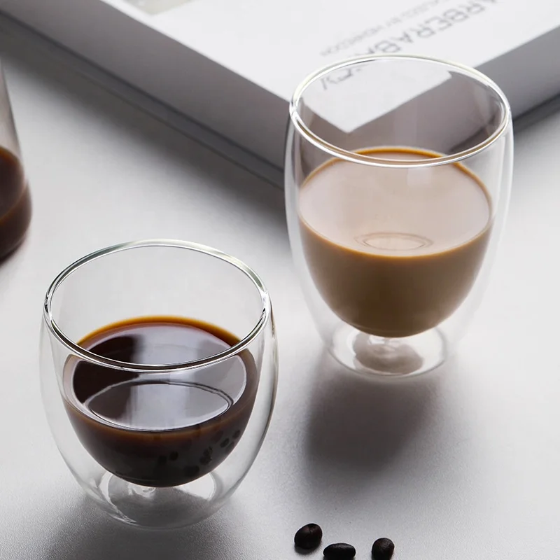 

bodum pavina double wall glass crystal glassware egg shape drinking tumbler water glass cup espresso mugs, Clear