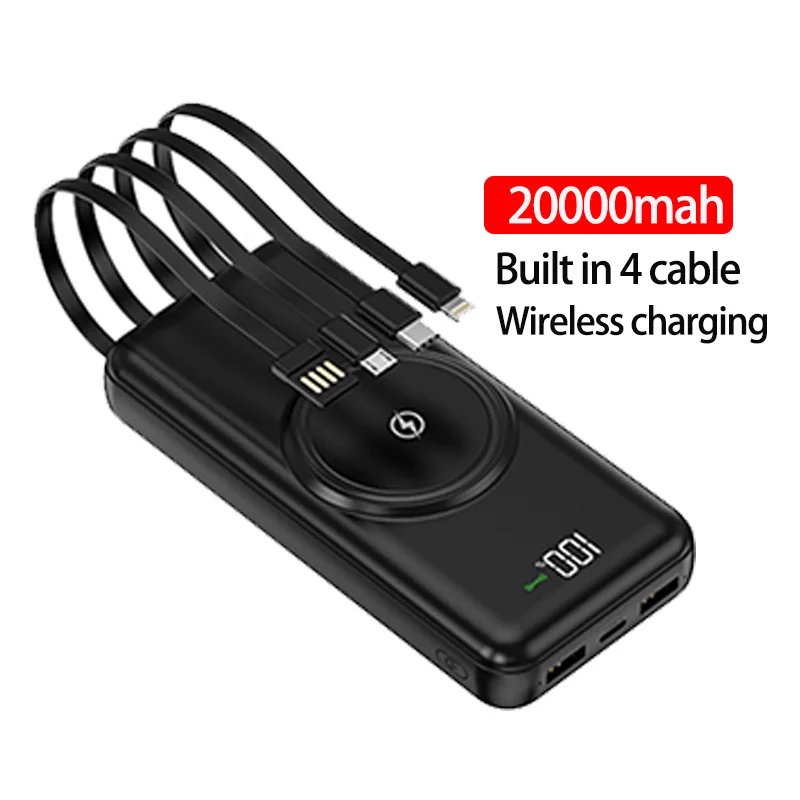 

20000mAh Power Bank qi Wireless Fast Charging Portable External Power Banks, Black white