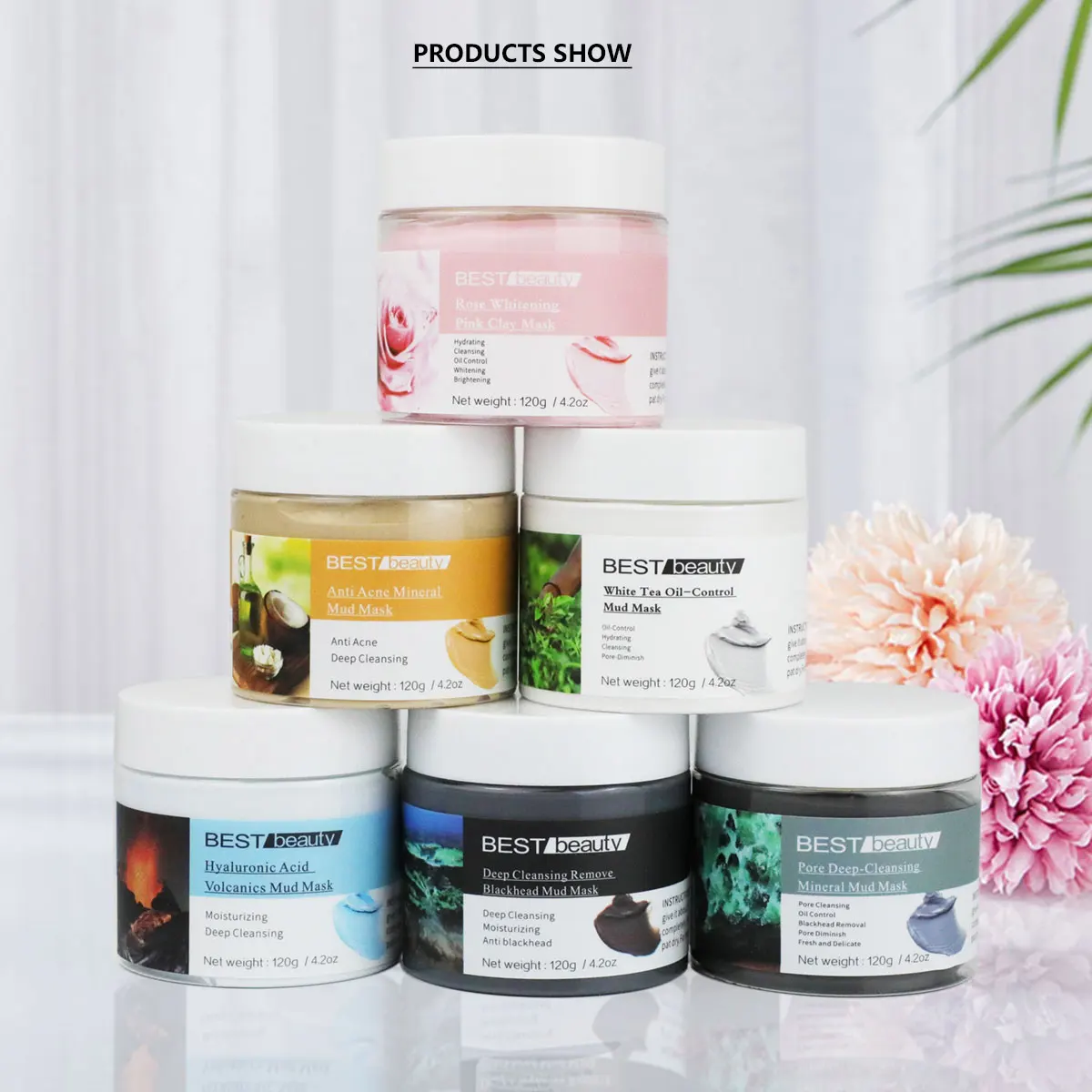 

Kaolin Pink Clay Mask Facial Natural Skin Care Cleansing Acne Whitening Clay Mask Private label