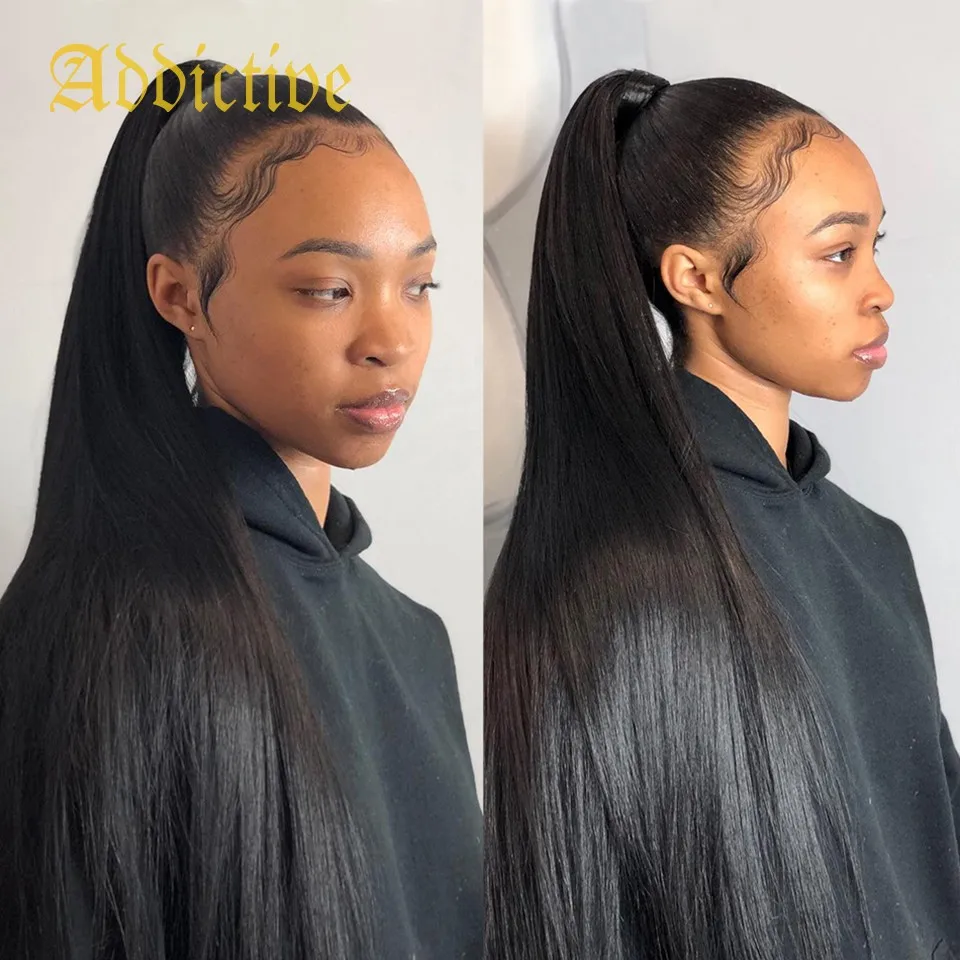 

Addictive Brazilian Hair Wig Human Hair 360 Lace Frontal Bone Straight 30 Inch HD Lace Frontal Wig For Black Women Frontal Wig