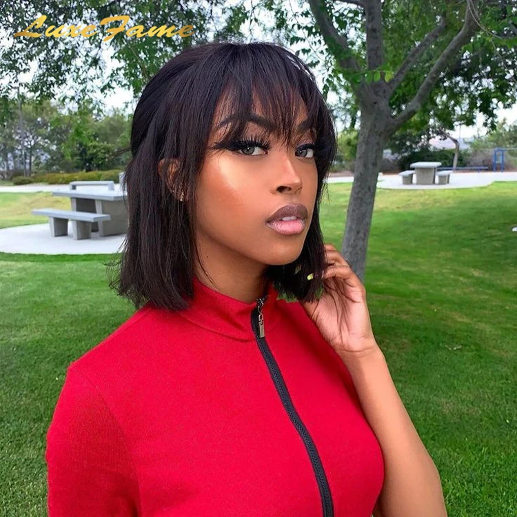

Luxefame Machine Made Short Bob Wig Human Hair,Lace Wig Brazilian Human Hair,Pre Plucked Lace Braid Wig With Baby Hair
