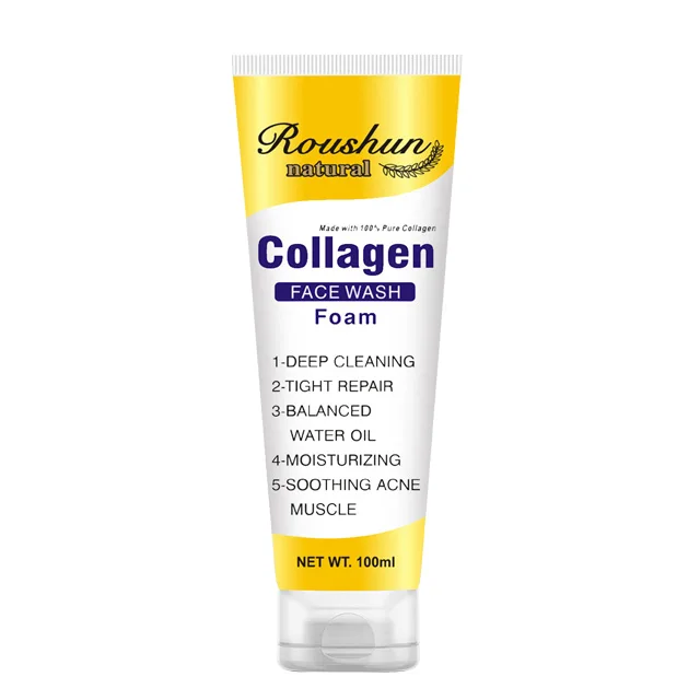 

Roushun Face wash Collagen Foam Blemish Clearing facial cleanser wash, Milk white cream