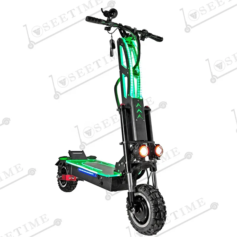 

SEETIME 2021 folding 60V TIME-11M powerful off road fat tire e scooter eletric scooters with dual motor, Blue electric scooter