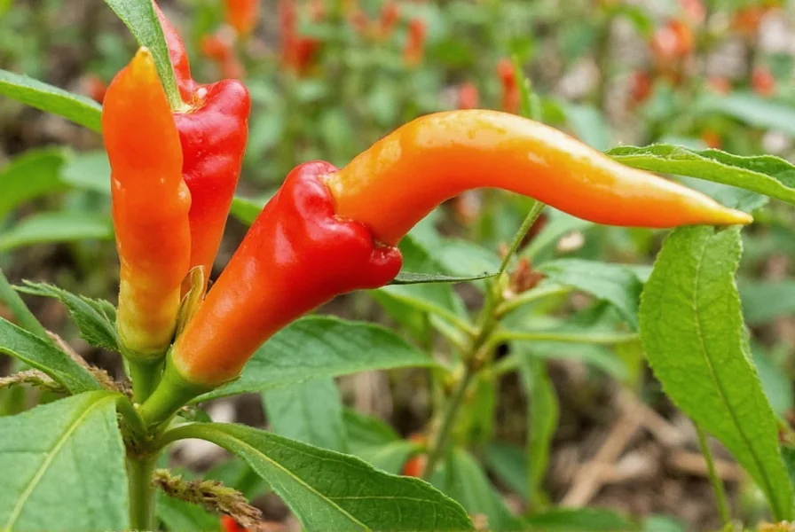 Close-up of raw chili tepin peppers showing texture and color