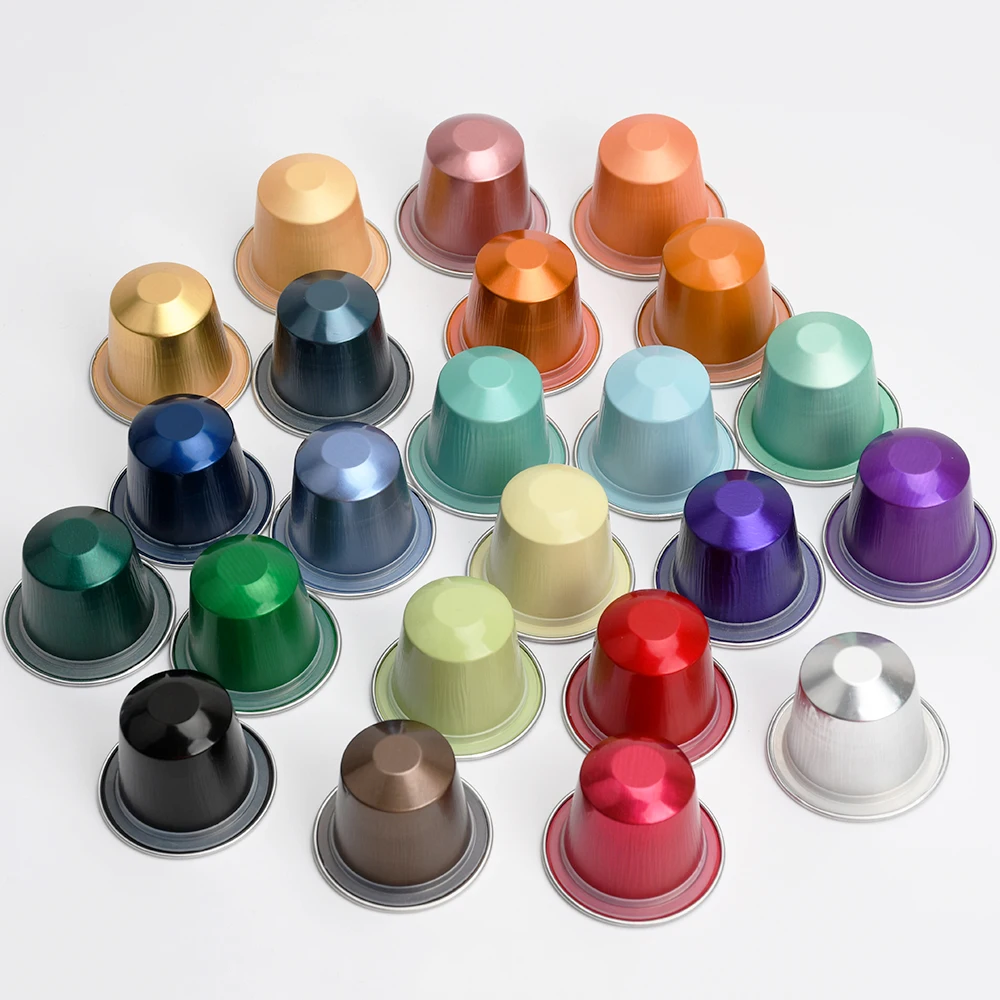 Empty Portable 37mm Disposable Aluminum Foil Espresso Coffee Capsule With Common Foil Lids and Self Adhesive Foil Lid