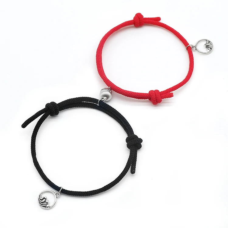 

Custom Valentines day Rope magnetic charm bracelet for couples, Customized color