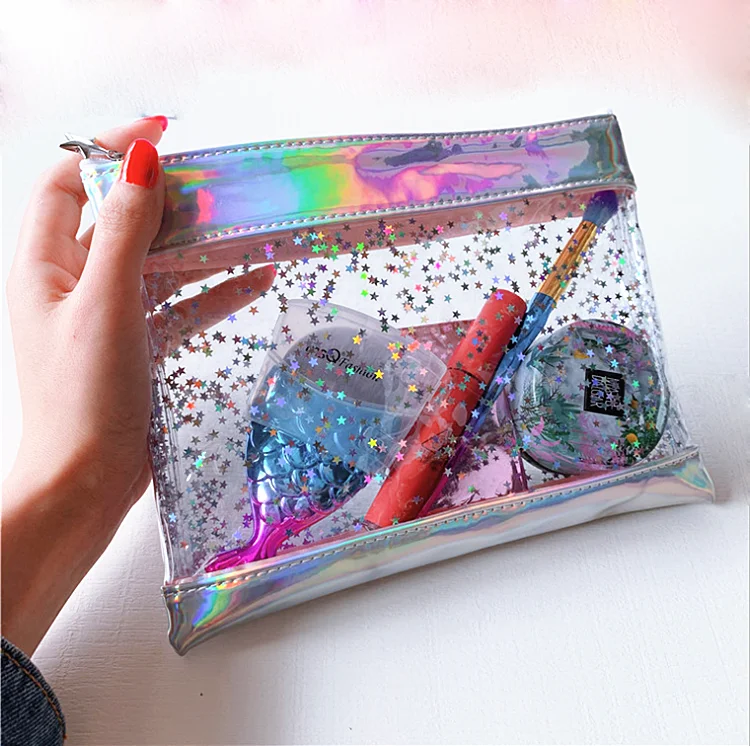 

Wholesale Clear Transparent Waterproof Glitter PVC Cosmetic Makeup Bag