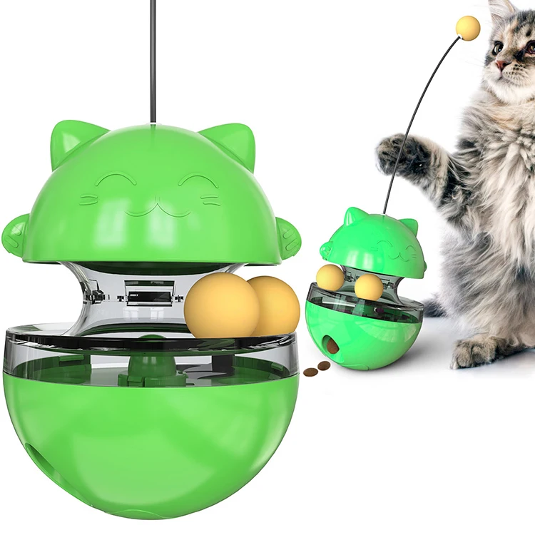 

Wholesale Family Cat Toy Ball Slow Food Dispenser Toy Fodder Leaky Ball Interactive Cat Toys, Yellow/green/blue