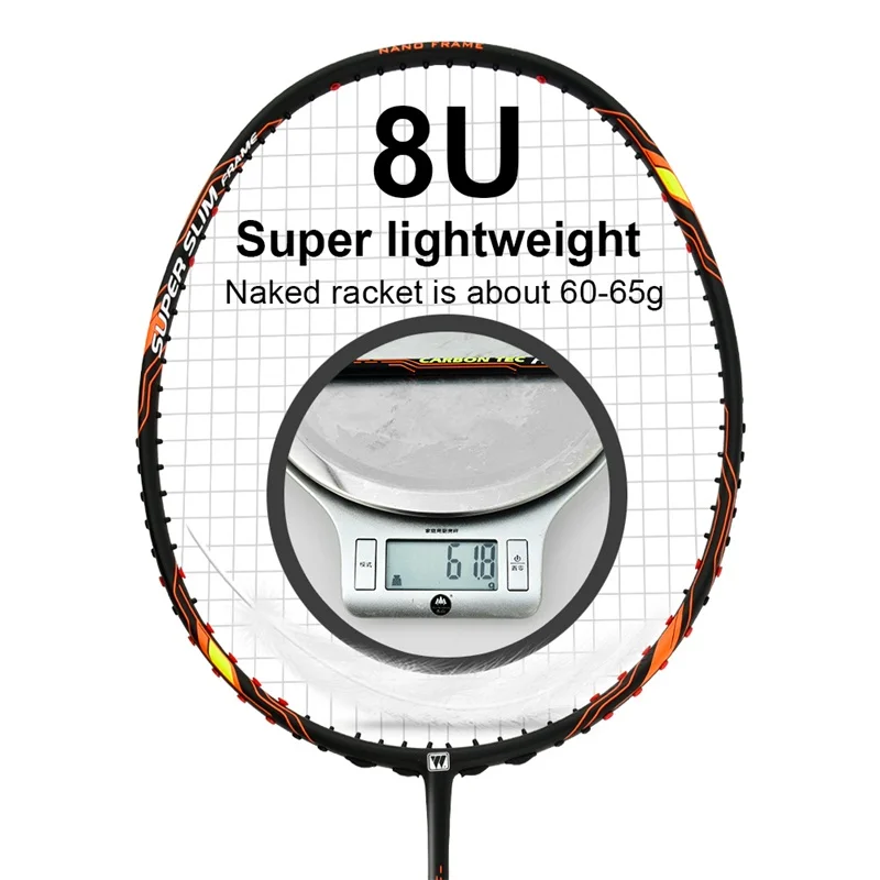 

Racquets 8U super lightweight high tension badminton racket professional full carbon graphite racket badminton