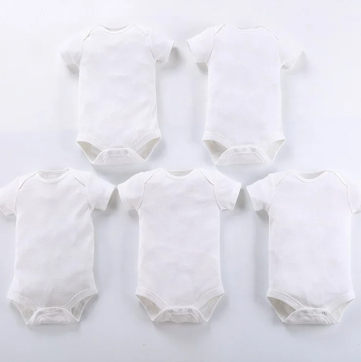 

Unisex Baby 5-Pack Short-Sleeve plain White romper bodysuit