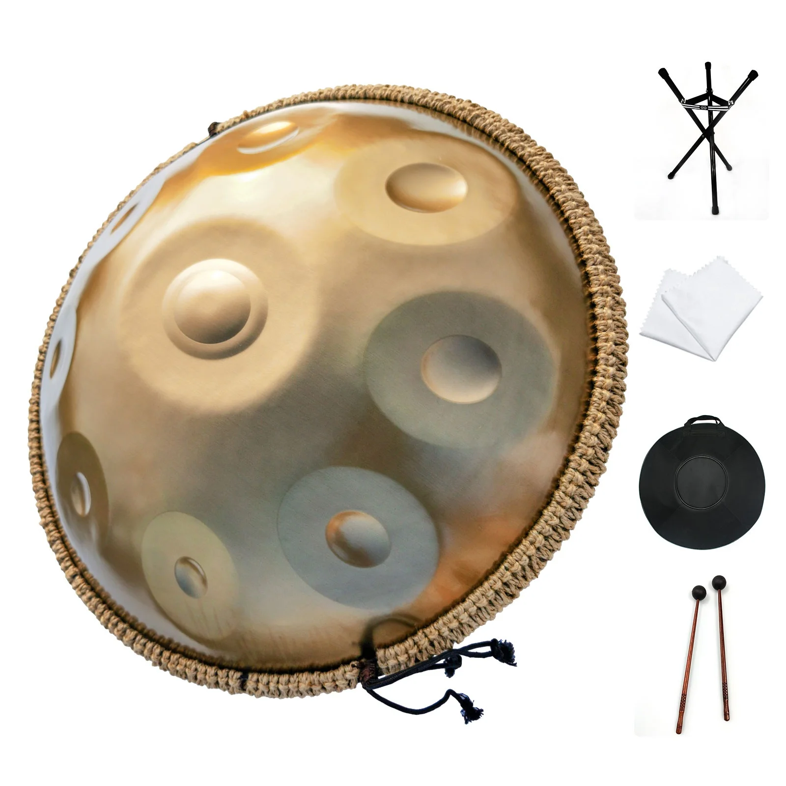 

AS TEMAN HANDPAN 9 notes Handmade stainless steel handpan drum set musical instruments Steel Tongue drum with bag, Gold/black/blue/green/brown/purple blue