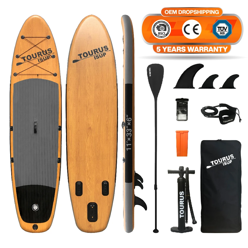 

Wholesale new design wood pvc inflatable isup stand up paddle board