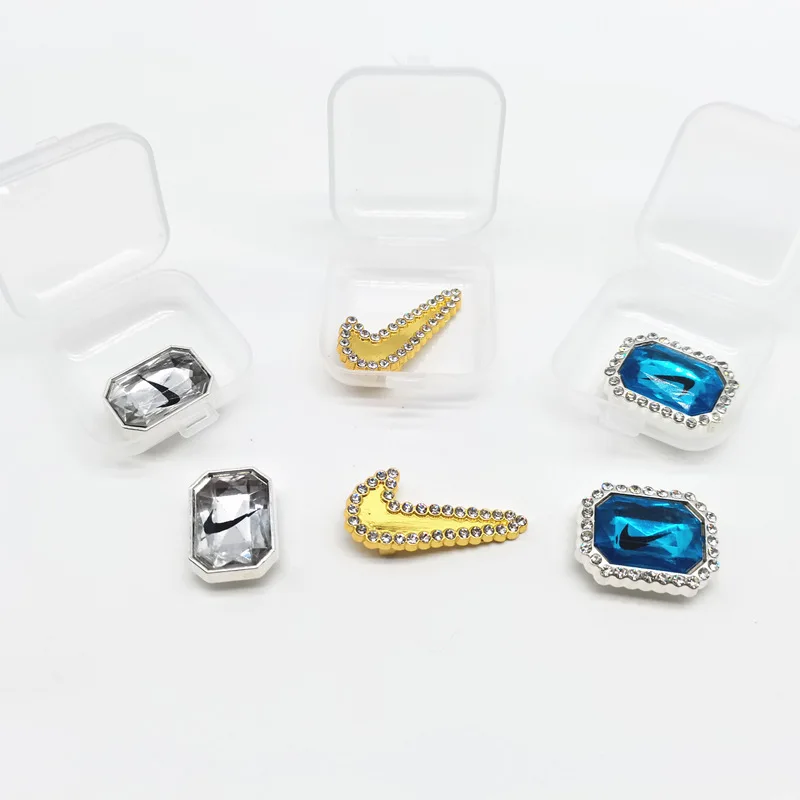 

New design fashion three-piece acrylic Shoelaces decoration jewelry Charm AF1 shoes buckle crystal shoes accessories clips, As your sample or as pantone color