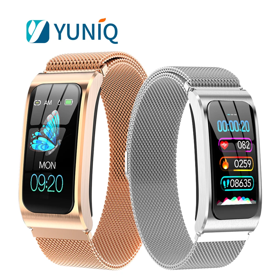 

Yuniq Metal Stainless Steel Smart Bands AK12 BT Sports Tracker Heart Rate Band Sleep Monitor Blood Pressure IP67 Waterproof
