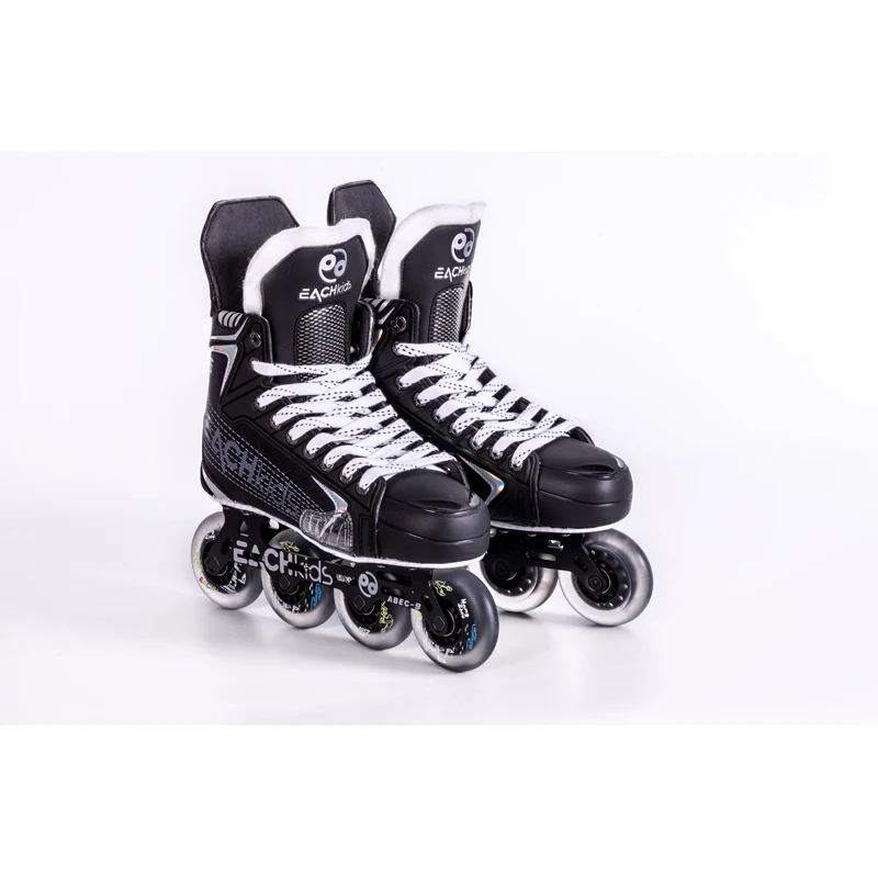 

Outdoor Aluminium Single row four-wheel adult roller skates Flashing Safe ice Rollers Skates Shoe, Black white