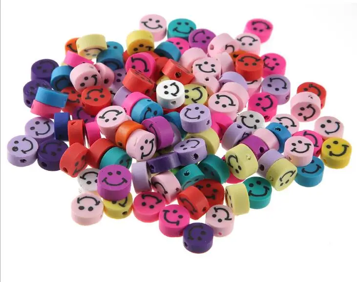 

DIY polymer clay smile face loose beads for jewelry making smile face flower heart polymer clay beads jewelry accessories